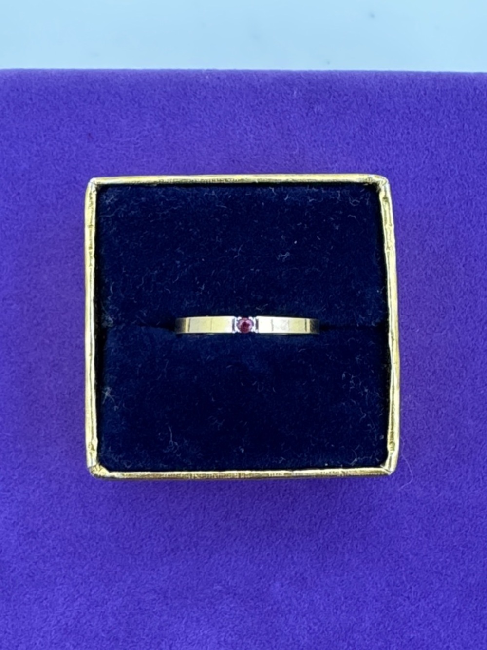 💛 Vintage 14k Plated Brass & Red CZ Ring | Bold Durable Artisan Jewelry